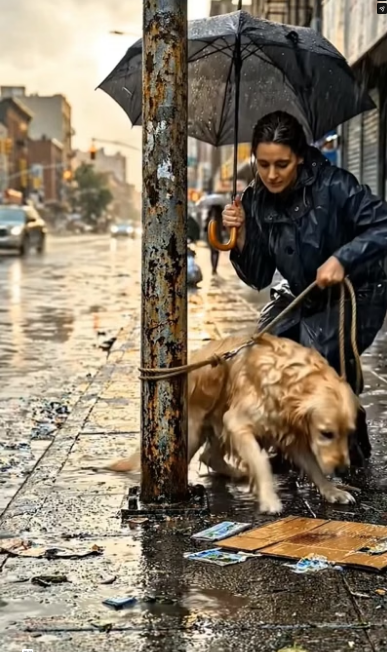 D1805001_Labradors tied up in middle of road during heavy rain_part 2