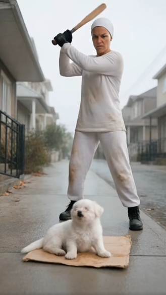 D2205014_Cruel Woman About to Hit Helpless Maltese Dog on Street #CinematicScene #MalteseDog #DogRescue #EmotionalScene #3DCinem